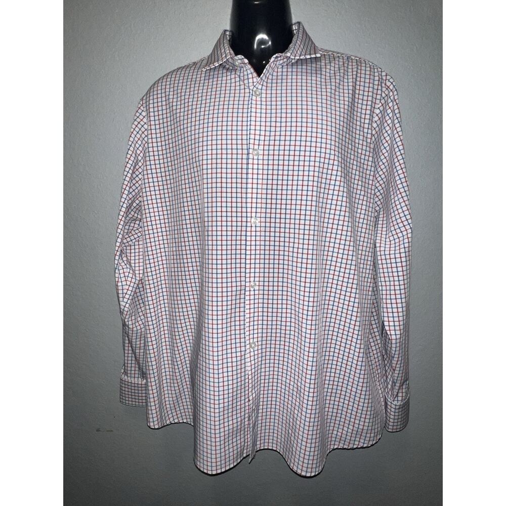 Mizzen Main Leeward Shirt Mens XLarge Trim Fit Blue White Windowpane Performance